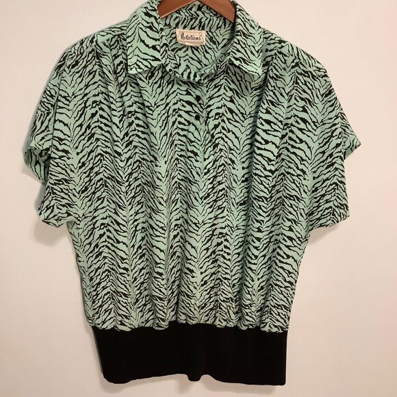 🖤 Vintage 80s Women’s Top – Size M/L – Shoulder Pads 🖤 - Picture 1 of 9
